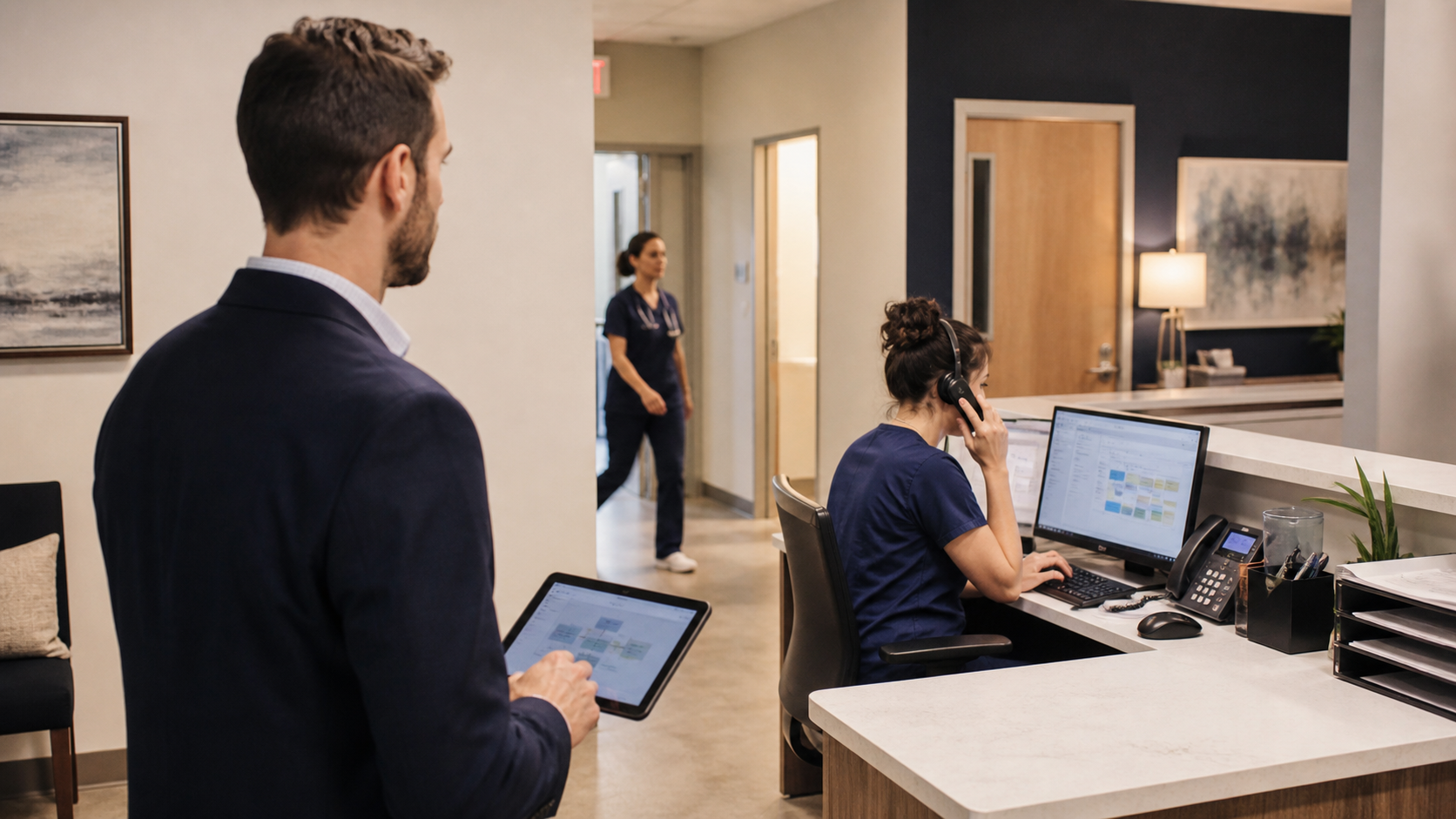 AI consultant observing front-desk workflows in an independent medical practice